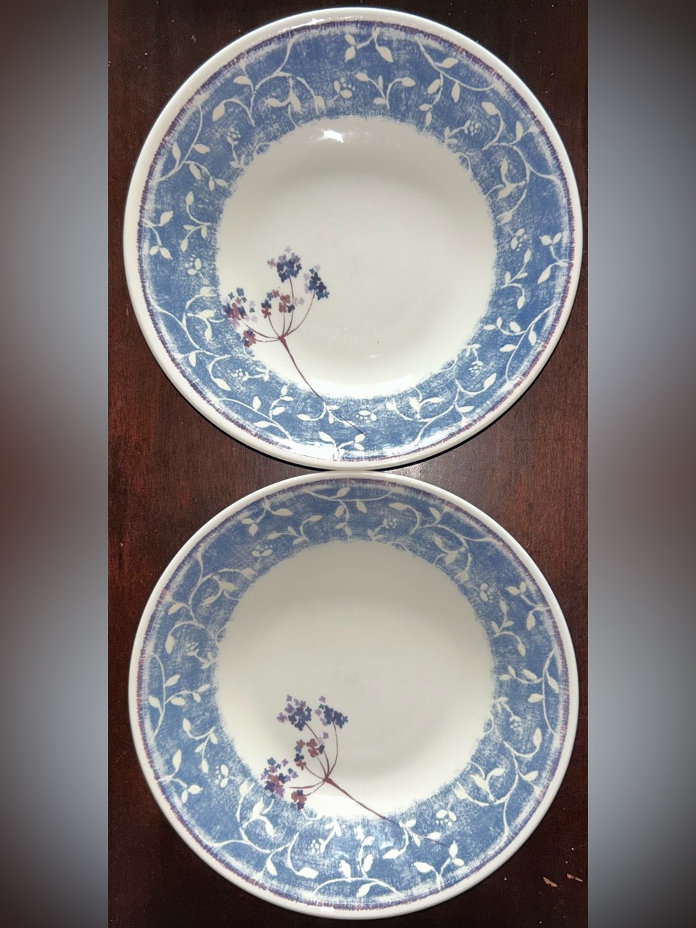 (2) Blueberry Spray by Pier1  Soup Bowls England 8”